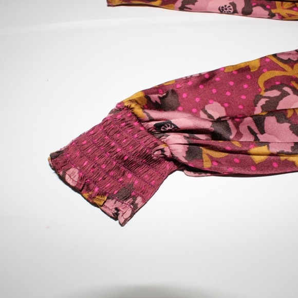 NWT Free People Com Light Floral Satin Long Sleeve Polka Dot Mini Dress … - Picture 9 of 12